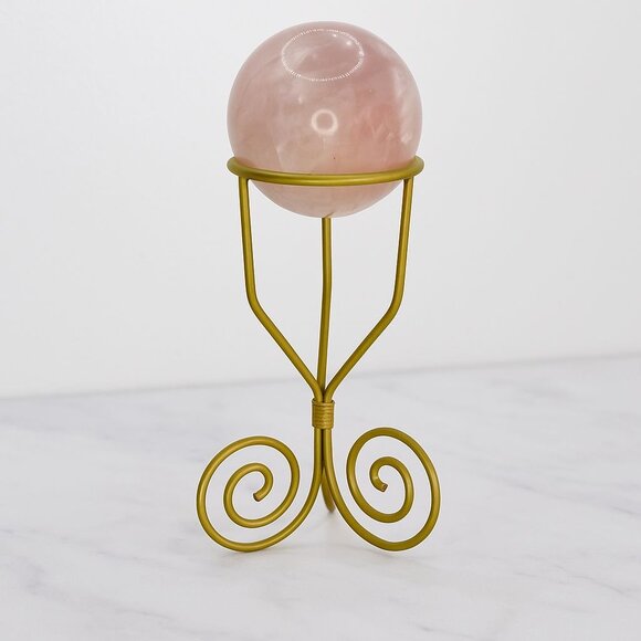 Vintage Gold Metal Spiral Twist Sphere Crystal Ball Stand Orb Stand Crystal Disp - Picture 1 of 7